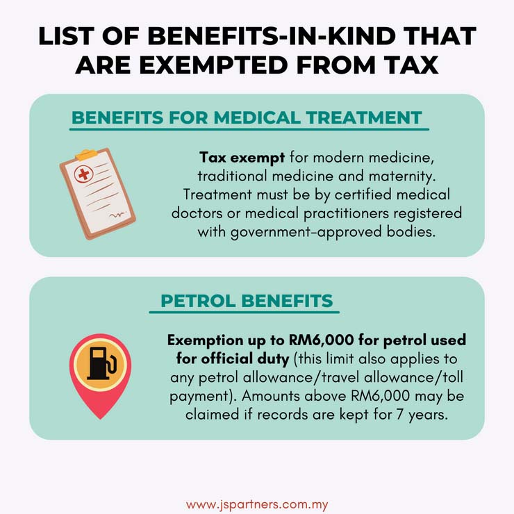 List of benefits-in-kind that are exempted from tax